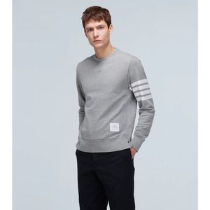 Thom Browne Loopback 4-Bar Cotton Crew Neck Pullover Sweatshirt Gray Medium 2
